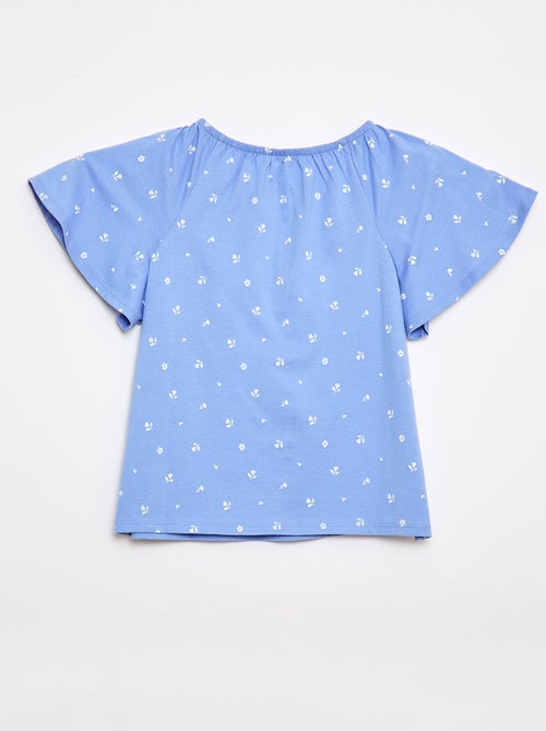 Blusa con cuello y bajo de mangas elásticos - Colección fácil de poner - Kiabi