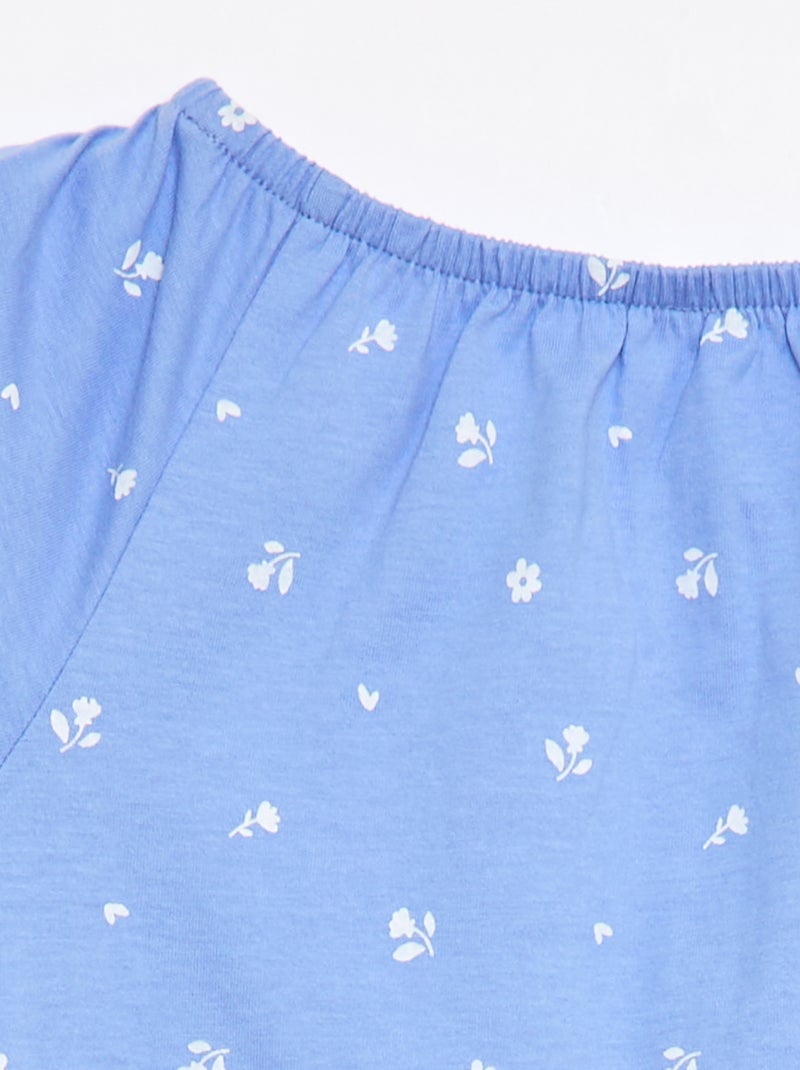 Blusa con cuello y bajo de mangas elásticos - Colección fácil de poner Azul - Kiabi