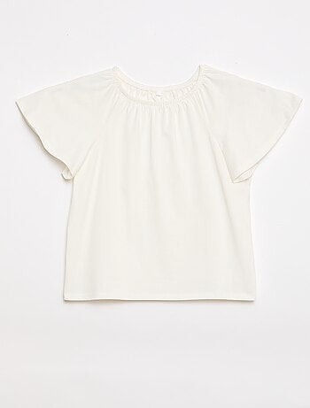 Blusa con cuello y bajo de mangas elásticos - Colección fácil de poner