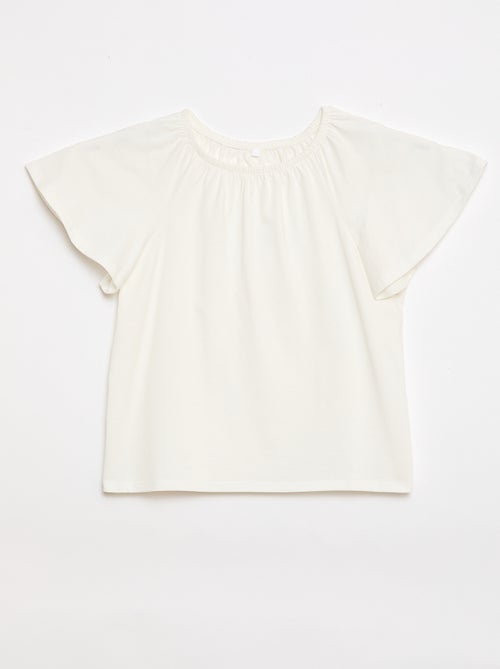 Blusa con cuello y bajo de mangas elásticos - Colección fácil de poner - Kiabi