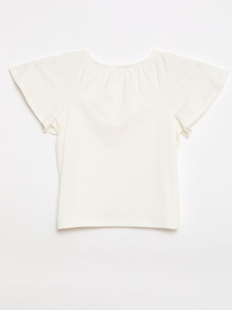 Blusa con cuello y bajo de mangas elásticos - Colección fácil de poner Crudo - Kiabi