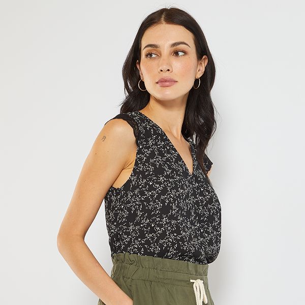 Blusa con detalle de encaje Mujer talla 34 a 48 - NEGRO - Kiabi - 12,00€