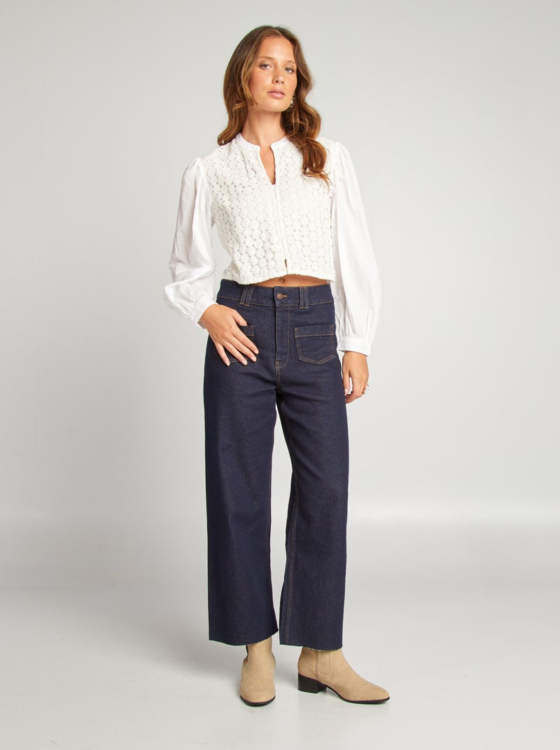 Blusa con encaje de flores BEIGE - Kiabi