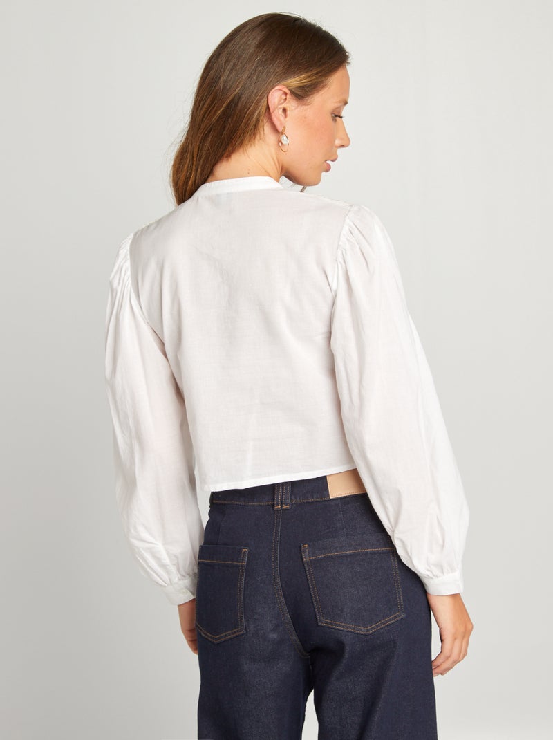 Blusa con encaje de flores BEIGE - Kiabi