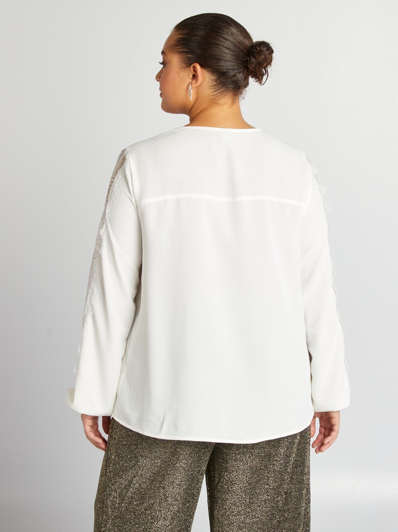 Blusa con encaje en las mangas BLANCO - Kiabi