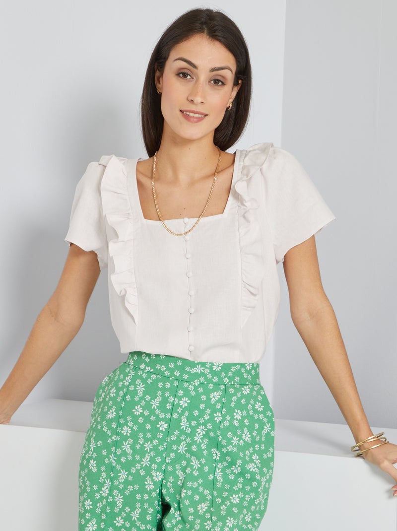 Blusa con escote cuadrado ROSA - Kiabi