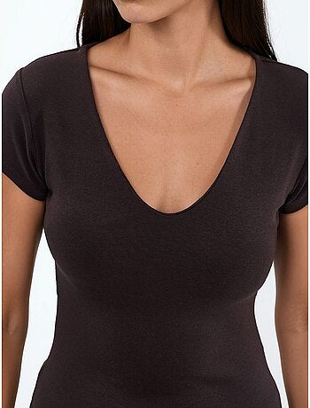 Blusa con escote en v de mezcla de modal y algodón busem