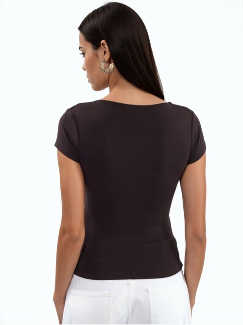 Blusa con escote en v de mezcla de modal y algodón busem - Kiabi Blusa con escote en v de mezcla de modal y algodón busem - Kiabi