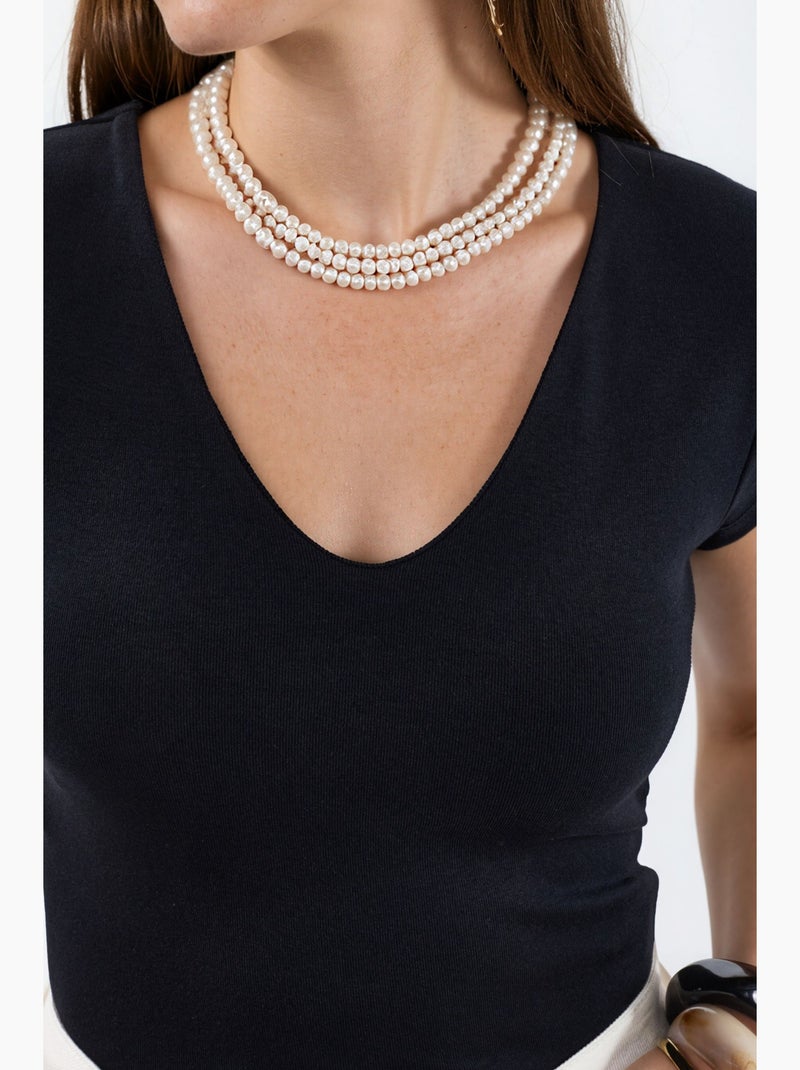 Blusa con escote en v de mezcla de modal y algodón busem Negro - Kiabi
