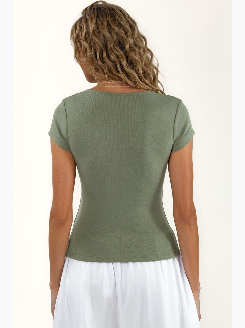 Blusa con escote en v de mezcla de modal y algodón busem Verde menta - Kiabi