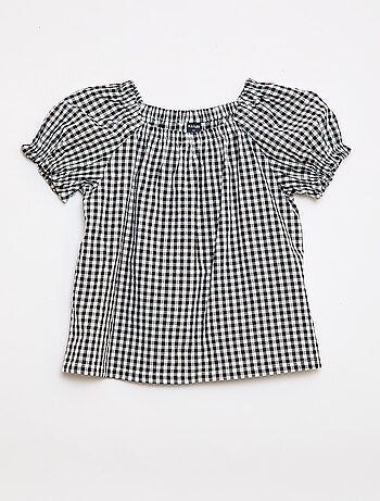 Blusa con escote y bajos de manga elásticos - Fácil de Poner