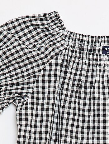 Blusa con escote y bajos de manga elásticos - Fácil de Poner