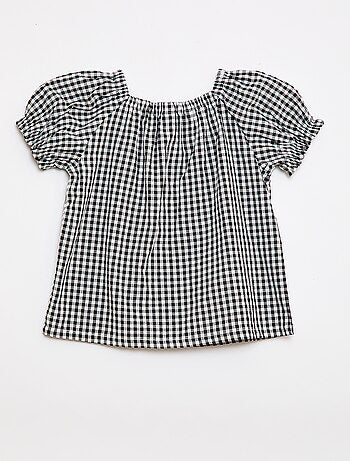 Blusa con escote y puños elásticos - Colección fácil de poner