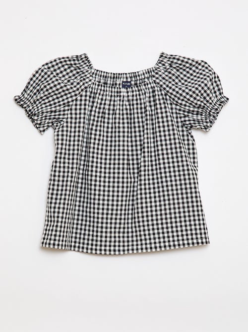 Blusa con escote y puños elásticos - Colección fácil de poner - Kiabi