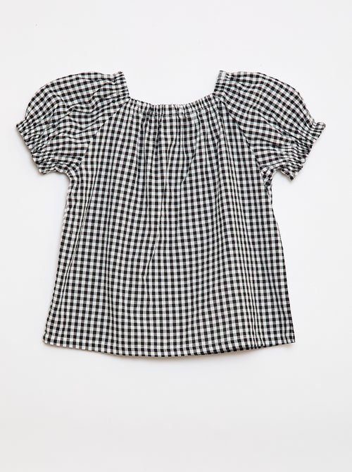 Blusa con escote y puños elásticos - Colección fácil de poner - Kiabi