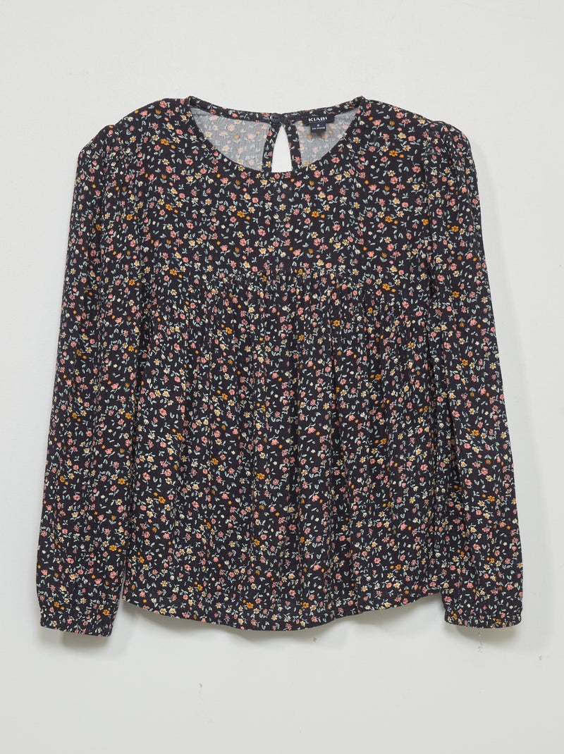 Blusa con estampado de flores AZUL - Kiabi