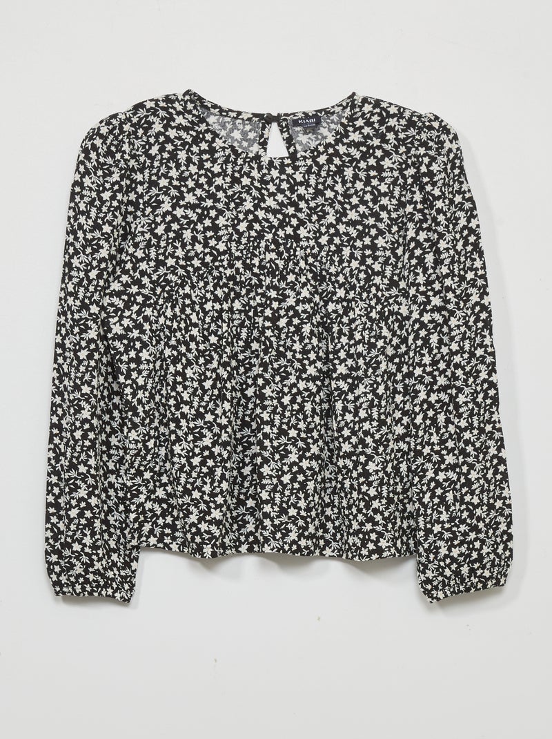 Blusa con estampado de flores NEGRO - Kiabi