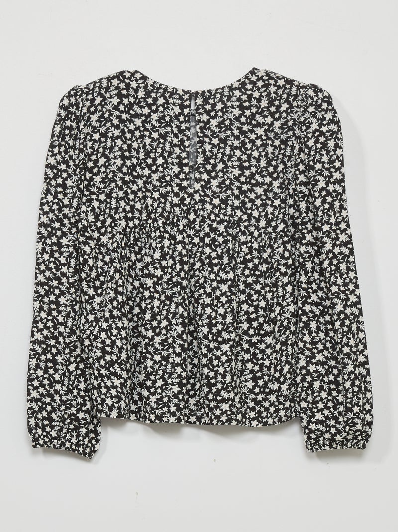 Blusa con estampado de flores NEGRO - Kiabi