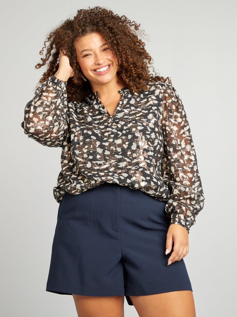 Blusa con estampado dorado 'Only Carmakoma' NEGRO - Kiabi