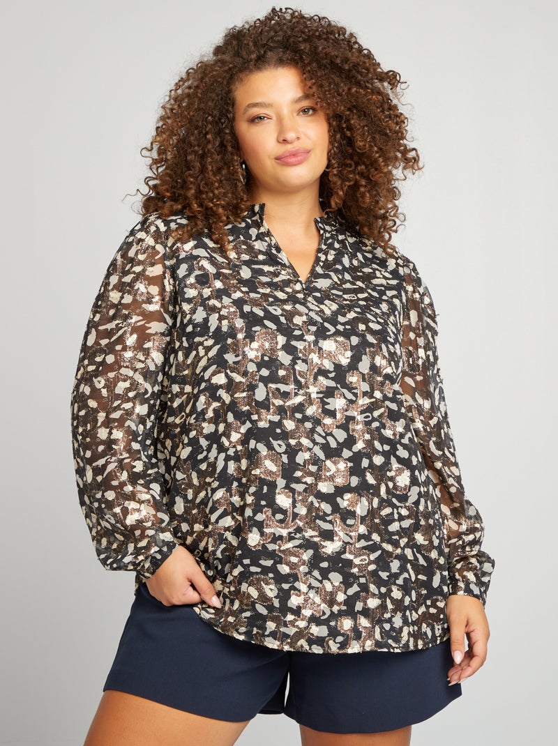 Blusa con estampado dorado 'Only Carmakoma' NEGRO - Kiabi