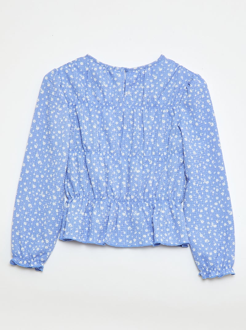 Blusa con estampado en punto crepé Azul - Kiabi