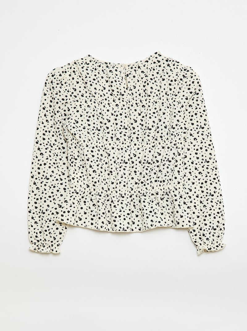 Blusa con estampado en punto crepé Blanco - Kiabi