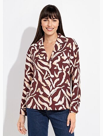 Blusa con estampado gráfico y cuello sastre - AFIBEL