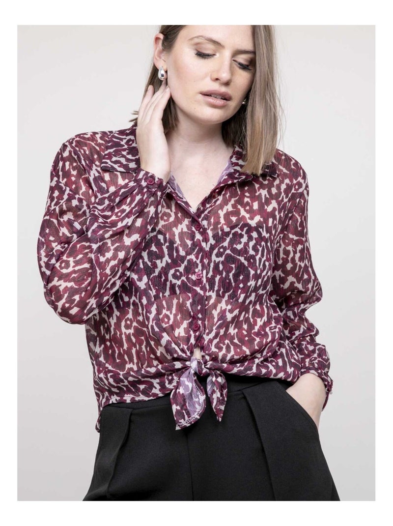 Blusa con estampado leopardo ONESINE Burdeos - Kiabi