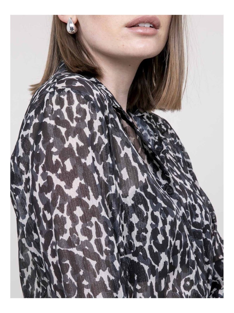 Blusa con estampado leopardo ONESINE Negro - Kiabi