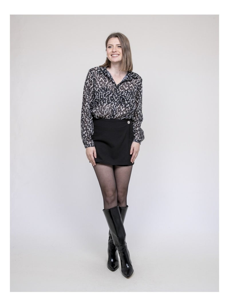 Blusa con estampado leopardo ONESINE Negro - Kiabi