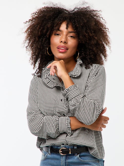 Blusa con estampado vichy con volantes - Kiabi