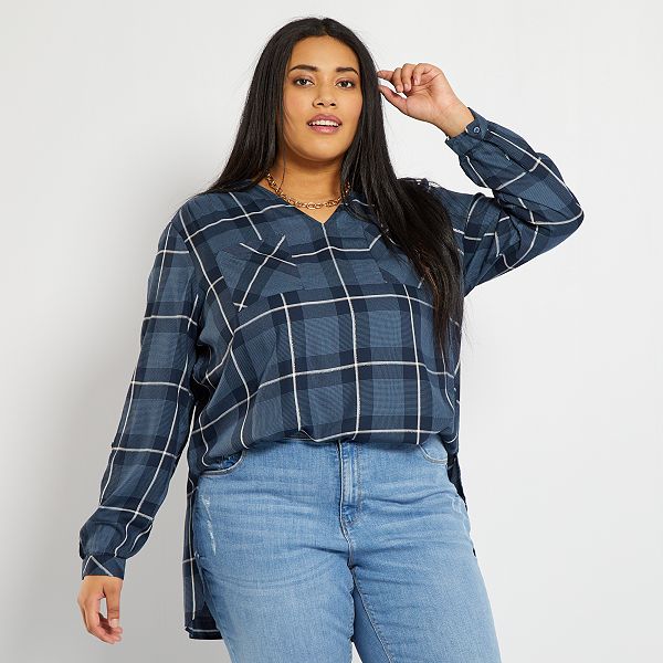 Blusa con hilos brillantes tallas grandes mujer - AZUL - Kiabi - 18,00€