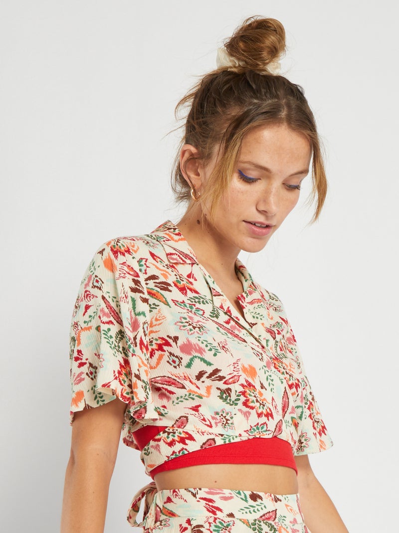 Blusa con lazo BLANCO - Kiabi