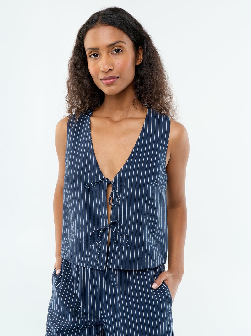 Blusa con lazos Azul - Kiabi