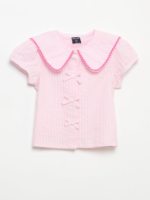 Blusa con lazos de manga corta - Kiabi Blusa con lazos de manga corta - Kiabi