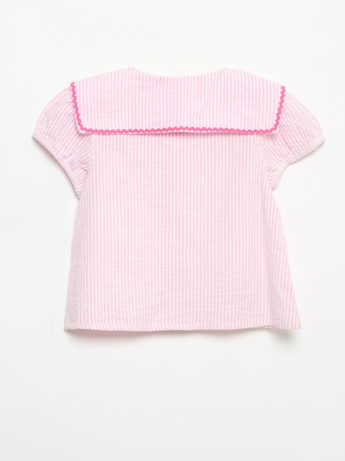 Blusa con lazos de manga corta - Kiabi Blusa con lazos de manga corta - Kiabi