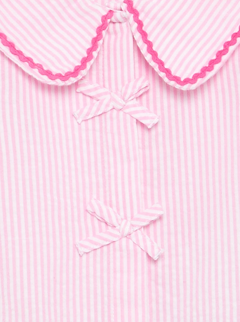 Blusa con lazos de manga corta Rosa - Kiabi