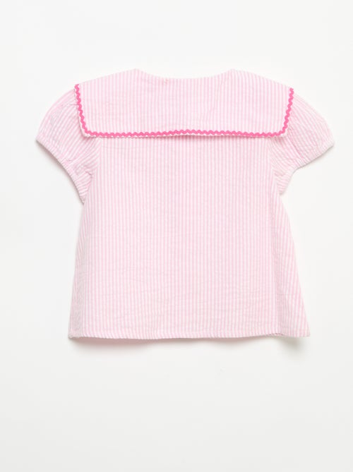 Blusa con lazos de manga corta - Kiabi Blusa con lazos de manga corta - Kiabi