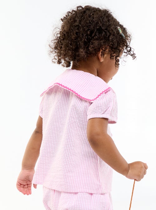 Blusa con lazos de manga corta - Kiabi Blusa con lazos de manga corta - Kiabi