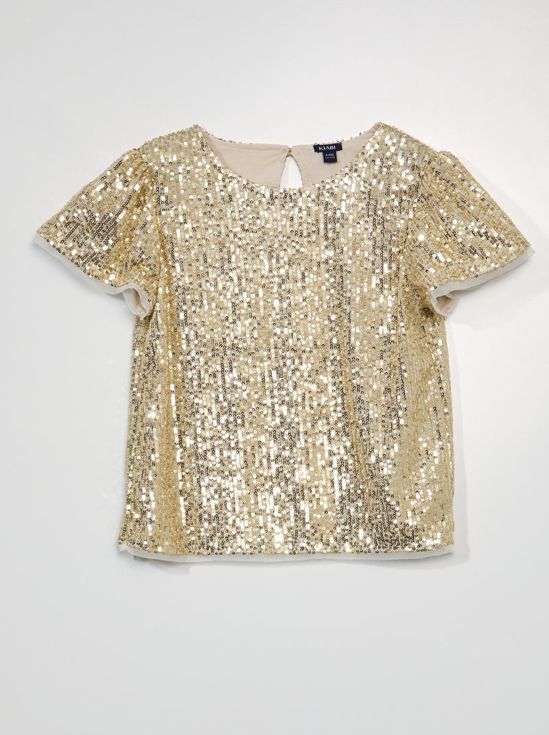 Blusa con lentejuelas BEIGE - Kiabi