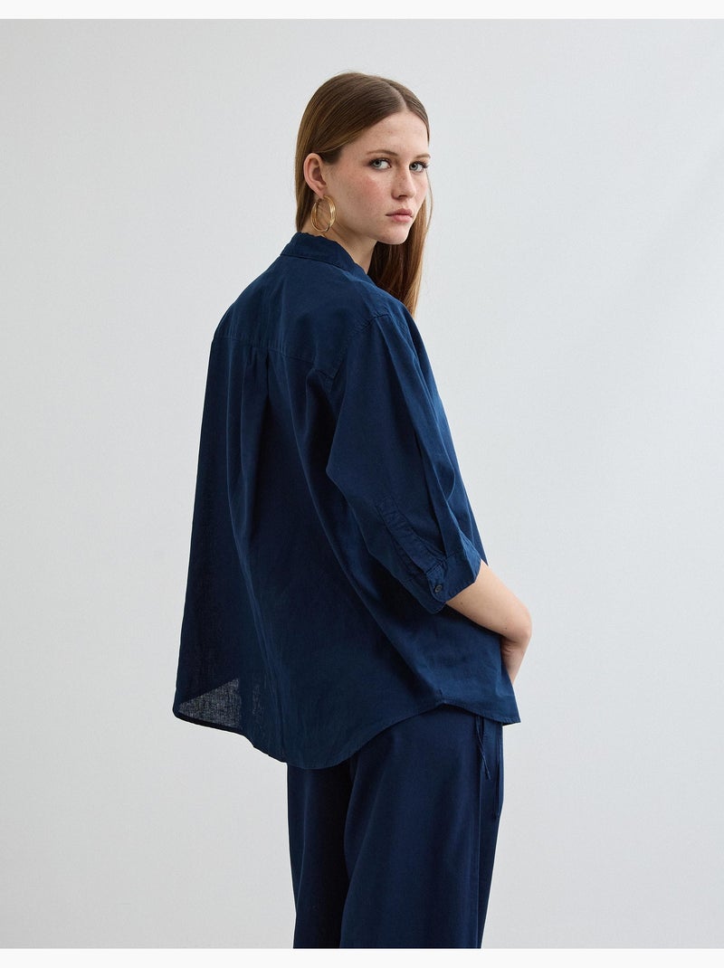 Blusa con lino, MO Fashion Azul - Kiabi