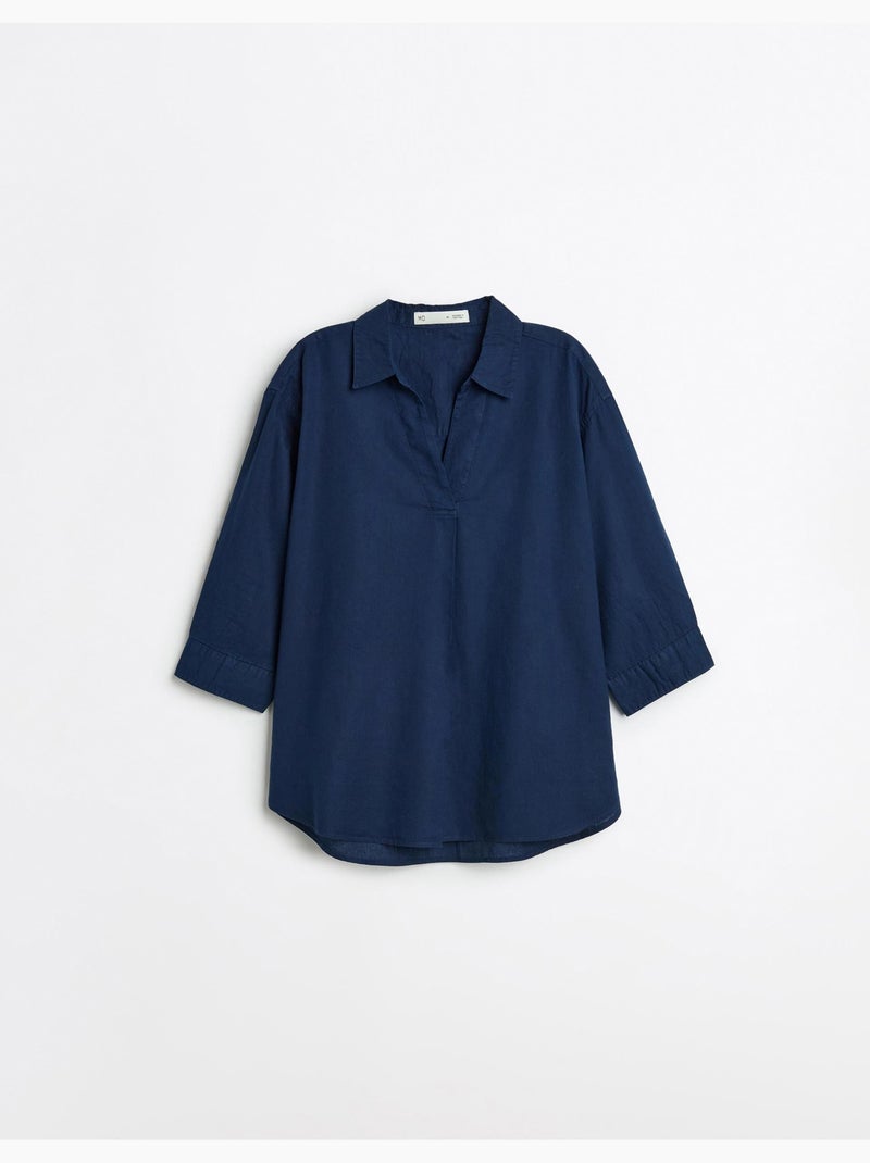 Blusa con lino, MO Fashion Azul - Kiabi