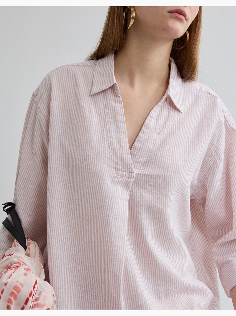 Blusa con lino, MO Fashion Rosa - Kiabi