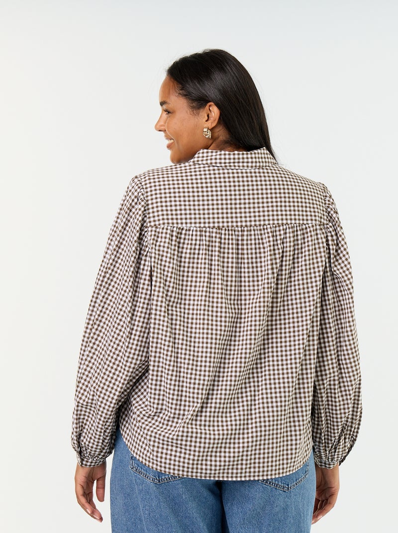 Blusa con mangas abullonadas Kaki - Kiabi