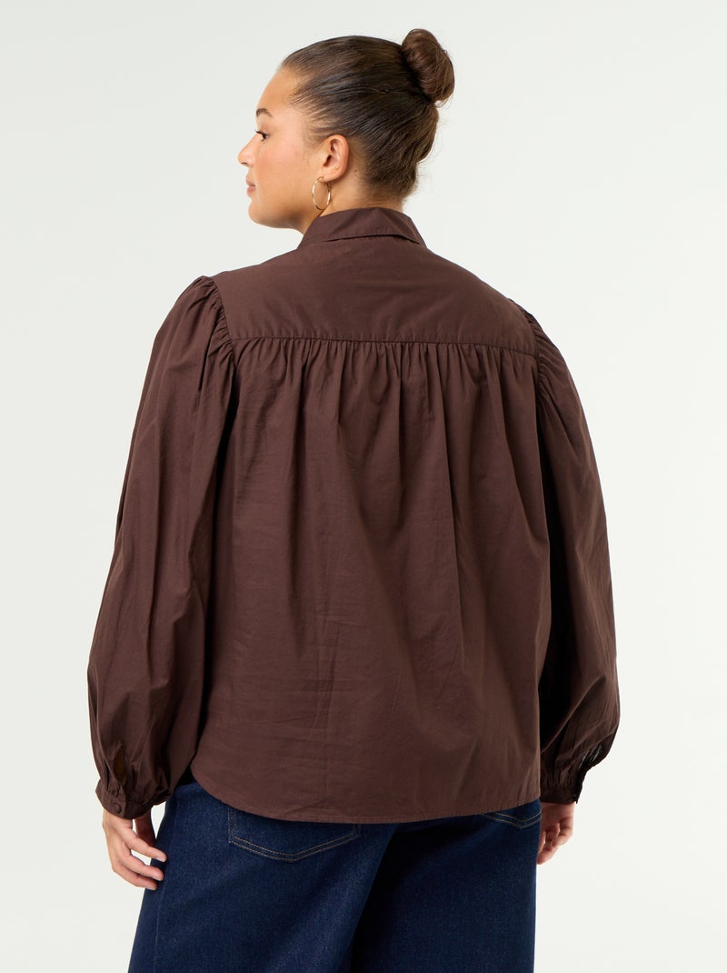 Blusa con mangas abullonadas Marron - Kiabi