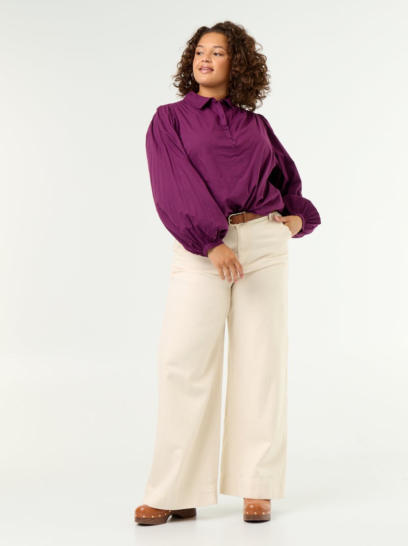 Blusa con mangas abullonadas Purpura - Kiabi