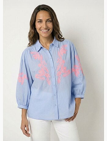 Blusa con mangas anchas y bordado neón - AFIBEL