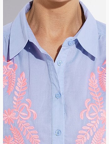 Blusa con mangas anchas y bordado neón - AFIBEL