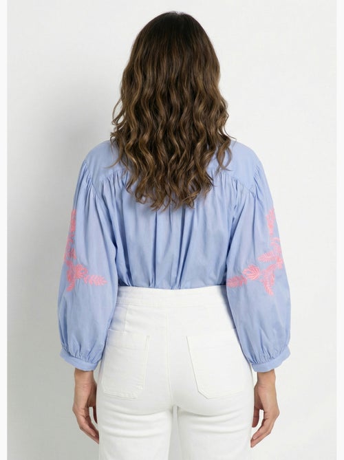 Blusa con mangas anchas y bordado neón - AFIBEL - Kiabi