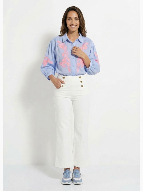 Blusa con mangas anchas y bordado neón - AFIBEL - Kiabi